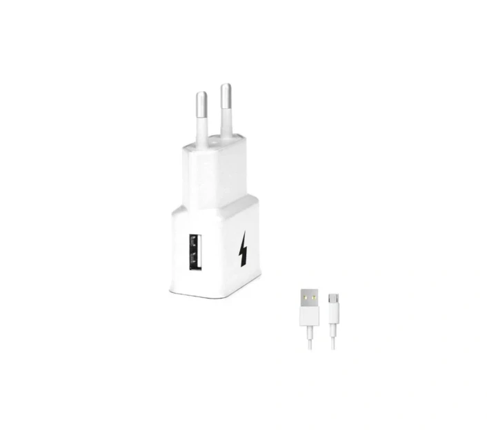Síťová nabíječka FAST 1x USB 15W + kabel MICRO USB - bílá