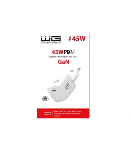 SÍŤOVÁ NABÍJEČKA GAN 45W (PD45W/QC4/PPS), WHITE 