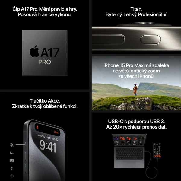APPLE IPHONE 15 PRO 128GB, POUŽITÉ ZBOŽÍ