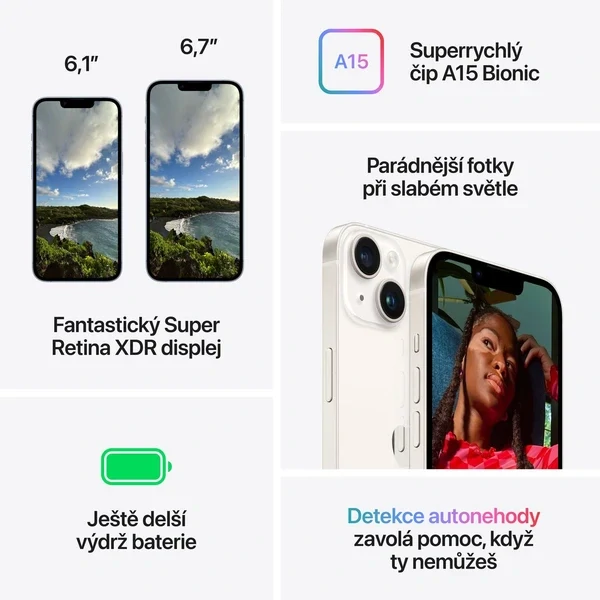 APPLE IPHONE 14 128GB FIALOVÝ POUŽITÉ ZBOŽÍ