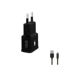 Síťová nabíječka FAST 1x USB-A 15W + kabel USB-C - černá